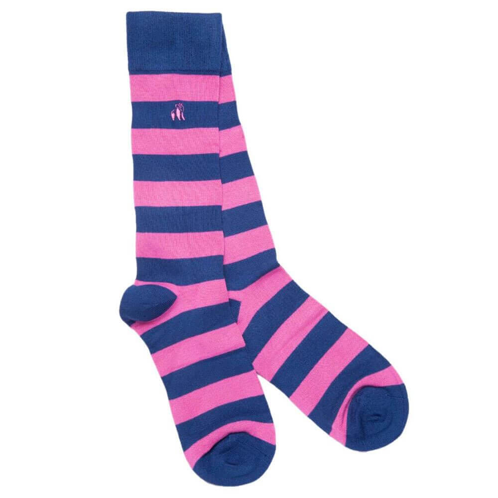 Swole Panda Rich Pink Striped Bamboo Socks Size 7-11